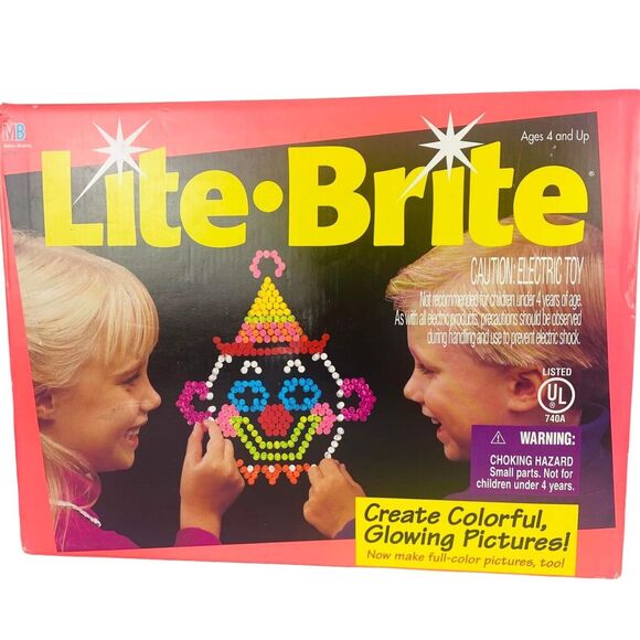 Vintage Lite BRITE MB Milton Bradley w/Pegs Paper Sheets Box  1994 TESTED - Picture 2 of 10